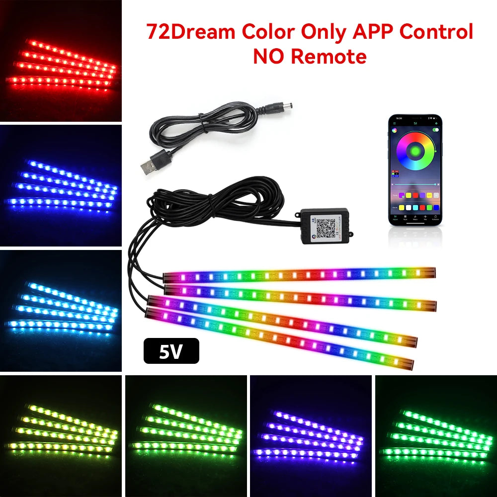 Bande LED RGB d’Ambiance pour Intérieur de Voiture – Éclairage USB avec Télécommande