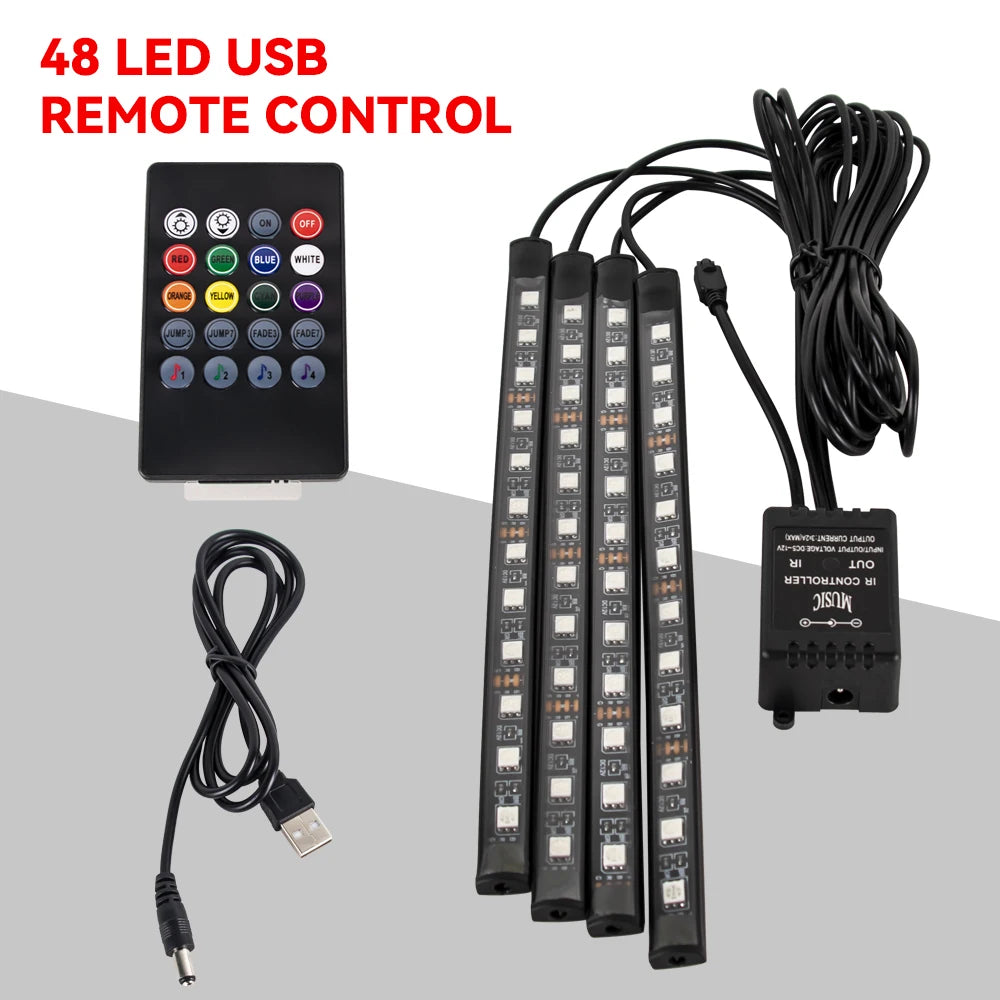 Bande LED RGB d’Ambiance pour Intérieur de Voiture – Éclairage USB avec Télécommande