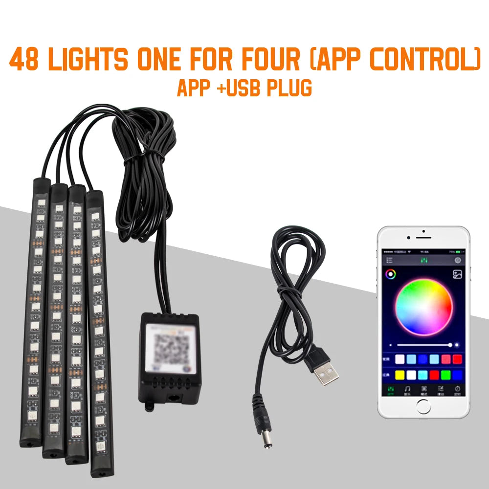 Bande LED RGB d’Ambiance pour Intérieur de Voiture – Éclairage USB avec Télécommande