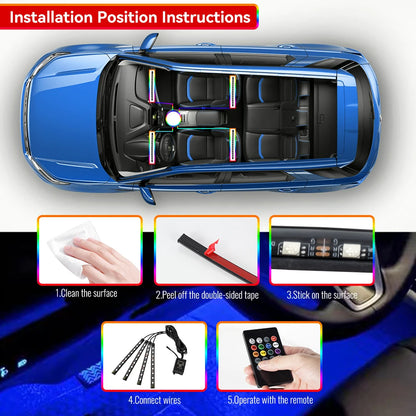 Bande LED RGB d’Ambiance pour Intérieur de Voiture – Éclairage USB avec Télécommande