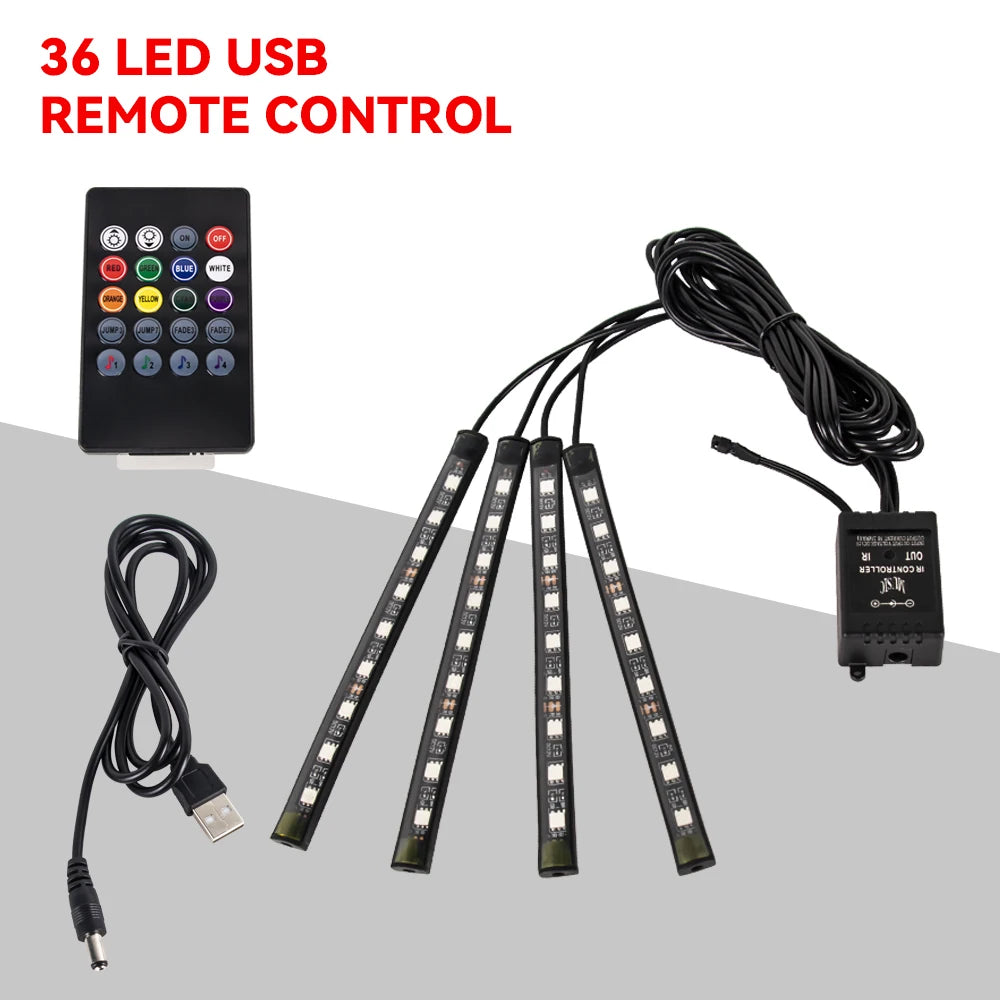 Bande LED RGB d’Ambiance pour Intérieur de Voiture – Éclairage USB avec Télécommande