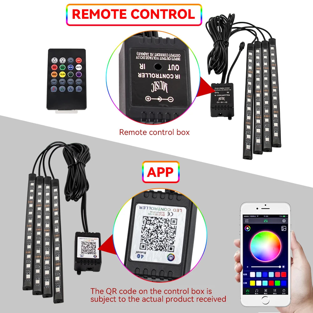 Bande LED RGB d’Ambiance pour Intérieur de Voiture – Éclairage USB avec Télécommande