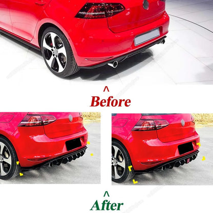 Diffuseur Arrière + Splitter Pare-Chocs avec Feu Stop LED – VW Golf 7 MK7 / GTI / GTD (2013–2017)