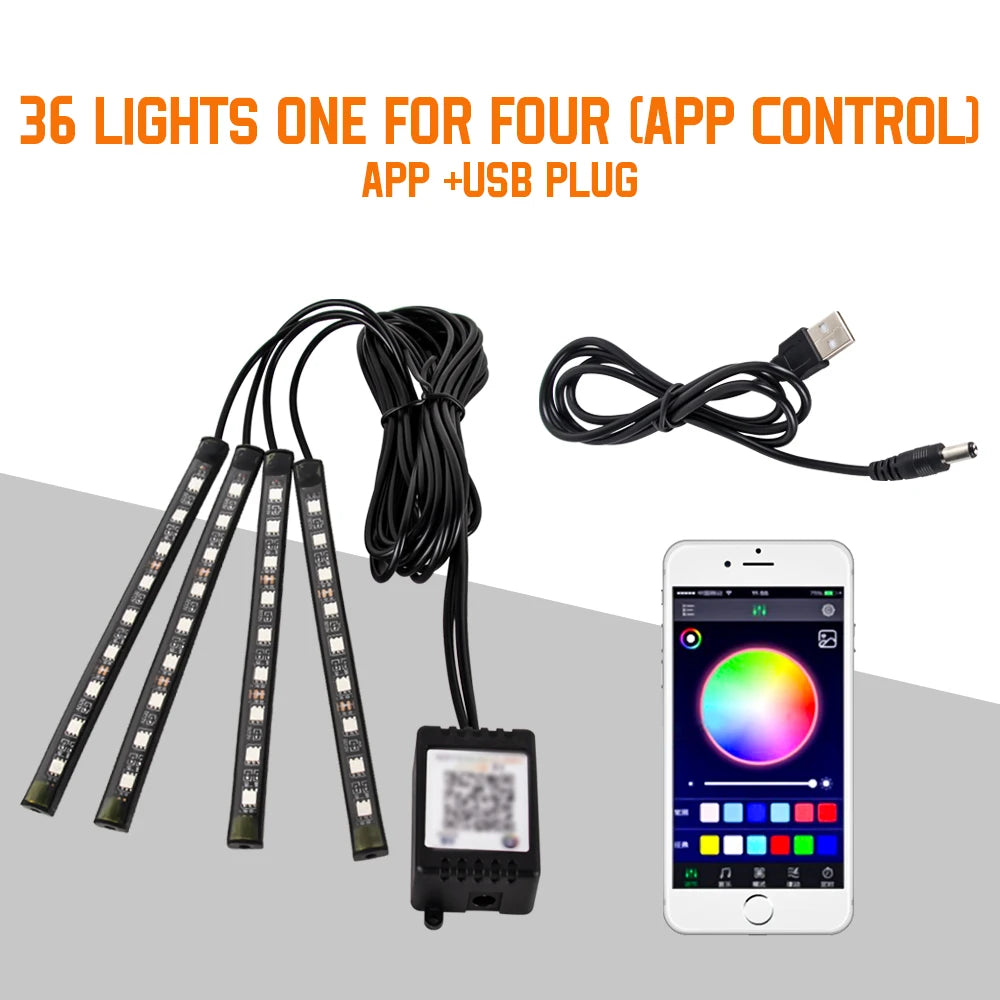 Bande LED RGB d’Ambiance pour Intérieur de Voiture – Éclairage USB avec Télécommande